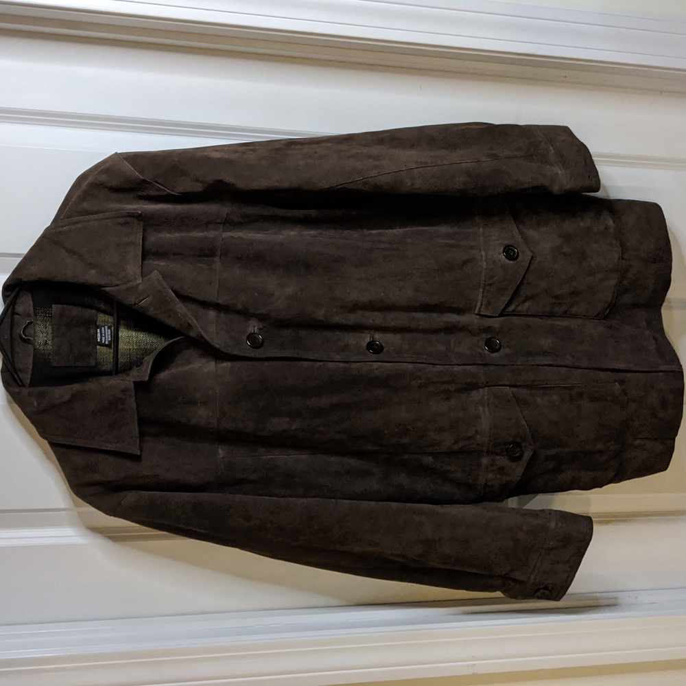 Knightsbridge Heavy Leather Suede Coat Medium - Brown
